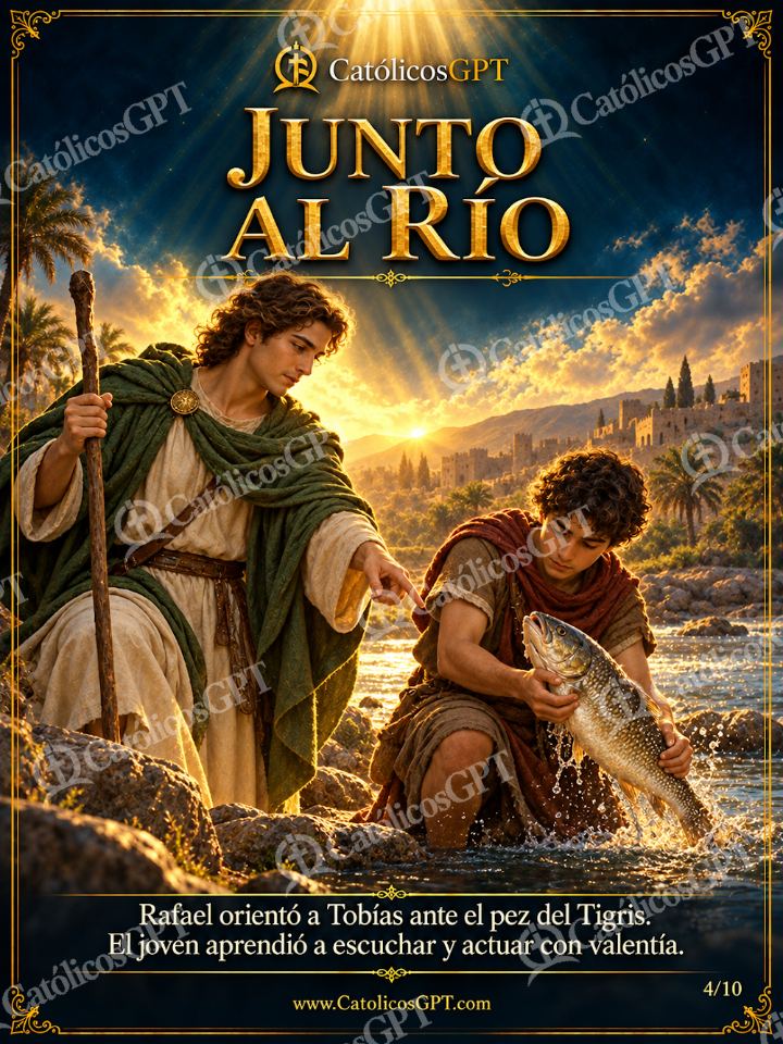 Imagen católica de San Rafael Arcangel 04 JUNTO AL RIO — Santos y arcángeles