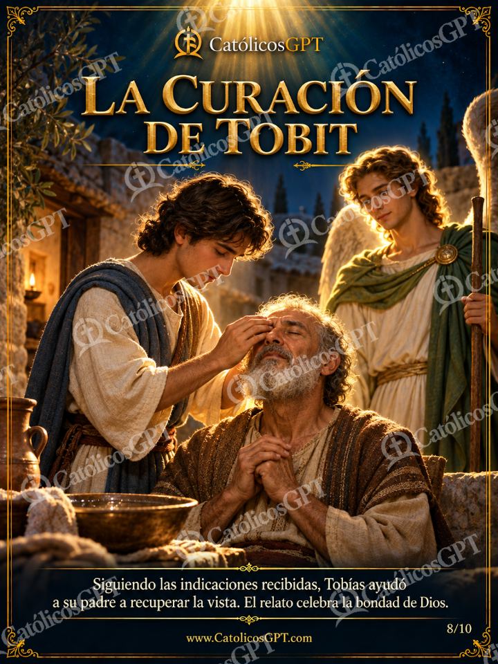 Imagen católica de San Rafael Arcangel 08 LA CURACION DE TOBIT — Santos y arcángeles