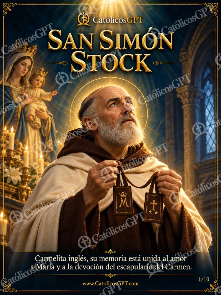 Imagen católica de San Simon Stock 01 SAN SIMON STOCK — Santos y arcángeles