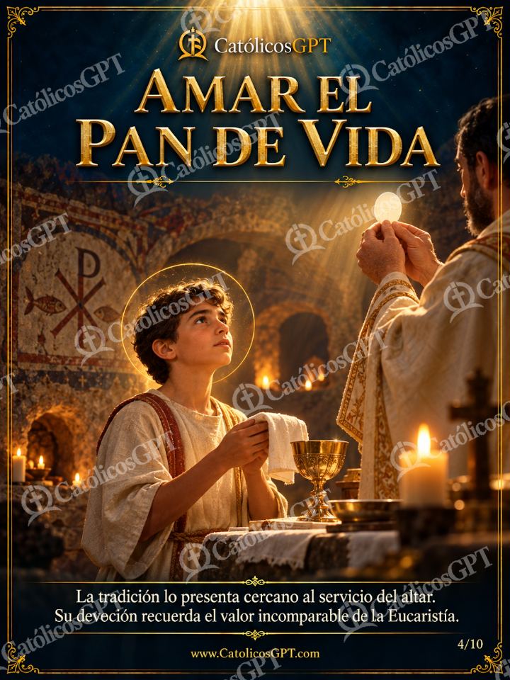 Imagen católica de San Tarsicio 04 AMAR EL PAN DE VIDA — Santos y arcángeles