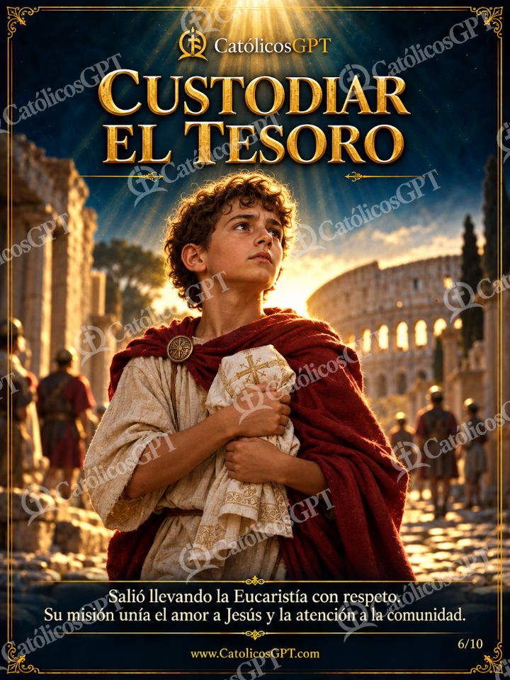 Imagen católica de San Tarsicio 06 CUSTODIAR EL TESORO — Santos y arcángeles