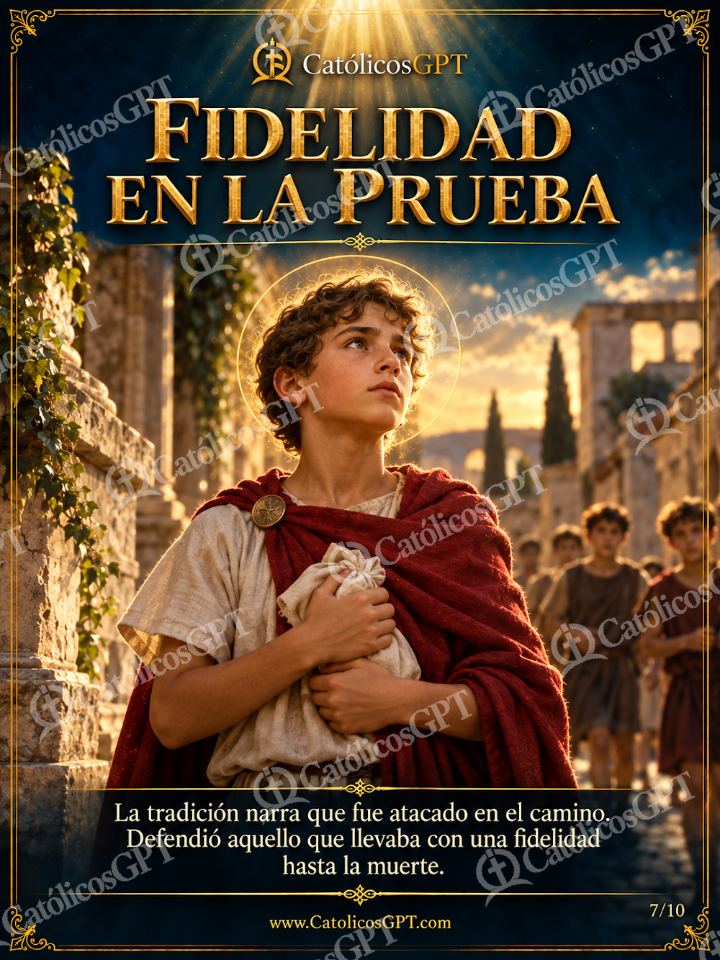 Imagen católica de San Tarsicio 07 FIDELIDAD EN LA PRUEBA — Santos y arcángeles
