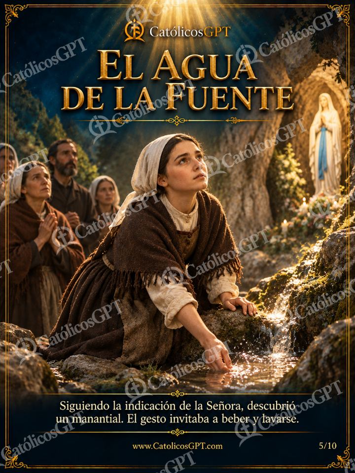 Imagen católica de Santa Bernardita Soubirous 05 EL AGUA DE LA FUENTE — Santos y arcángeles