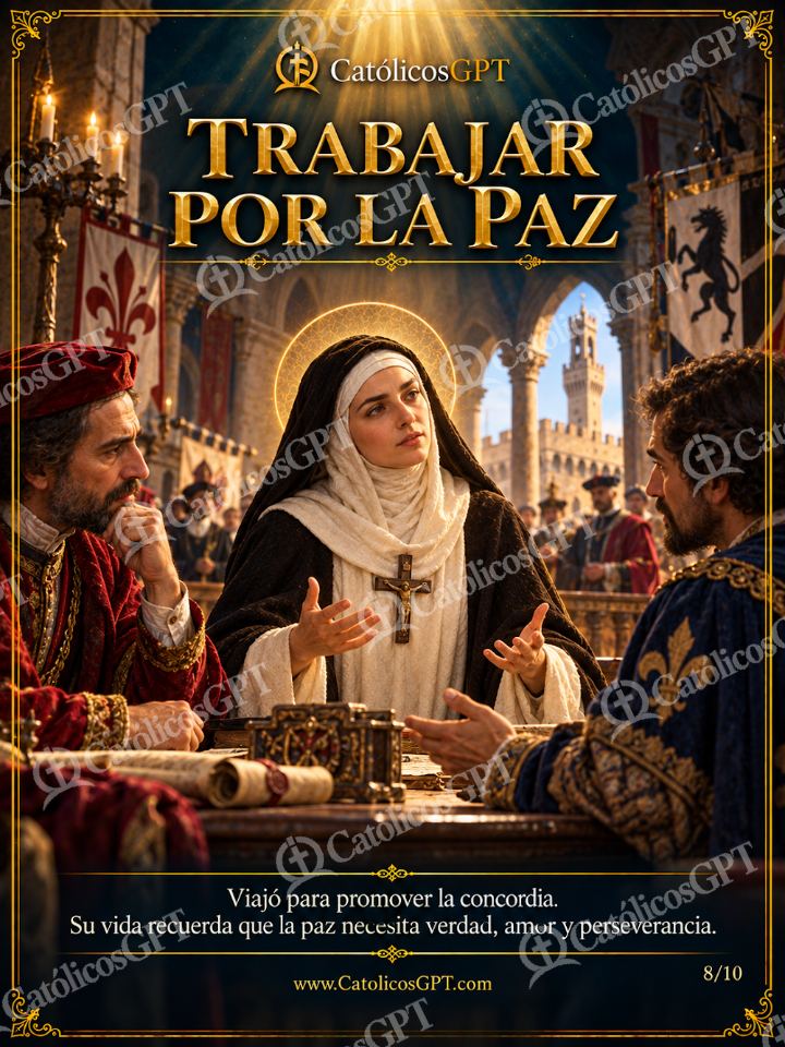 Imagen católica de Santa Catalina de Siena 08 TRABAJAR POR LA PAZ — Santos y arcángeles