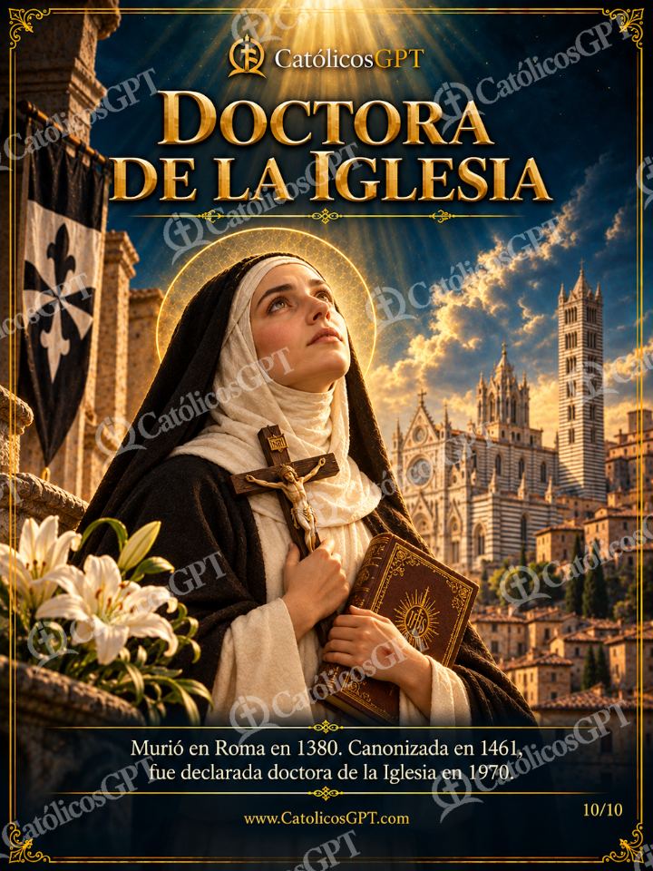 Imagen católica de Santa Catalina de Siena 10 DOCTORA DE LA IGLESIA — Santos y arcángeles
