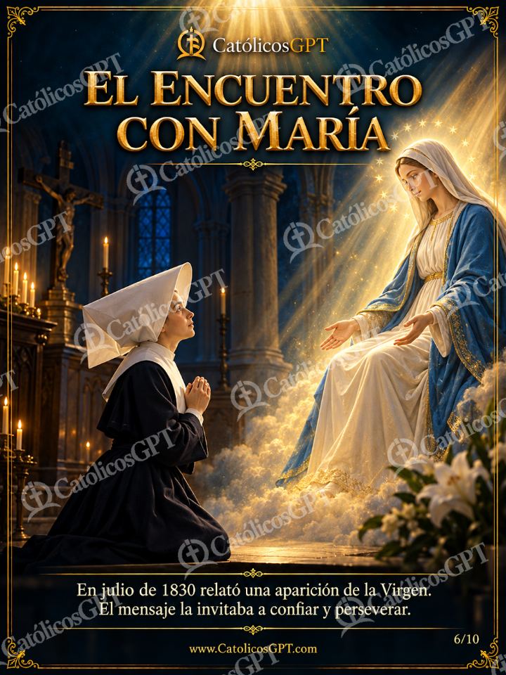 Imagen católica de Santa Catalina Laboure 06 EL ENCUENTRO CON MARIA — Virgen María