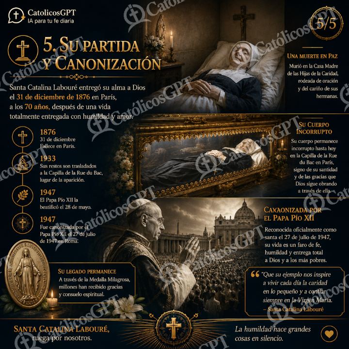 Imagen católica de Santa Catalina Laboure - muerte y canonizacion — Santos y arcángeles