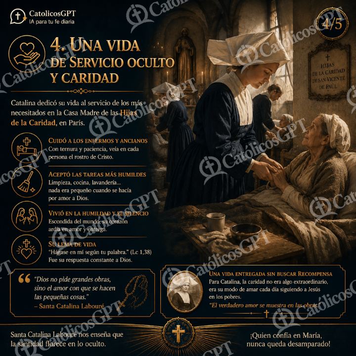 Imagen católica de Santa Catalina Laboure - servicio oculto y caridad — Santos y arcángeles