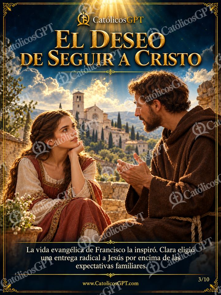 Imagen católica de Santa Clara de Asis 03 EL DESEO DE SEGUIR A CRISTO — Santos y arcángeles