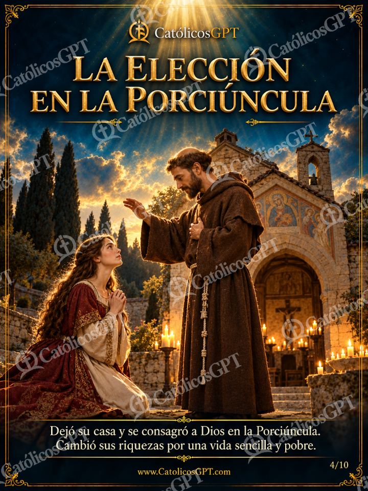 Imagen católica de Santa Clara de Asis 04 LA ELECCION EN LA PORCIUNCULA — Santos y arcángeles