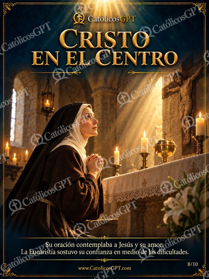 Imagen católica de Santa Clara de Asis 08 CRISTO EN EL CENTRO — Santos y arcángeles