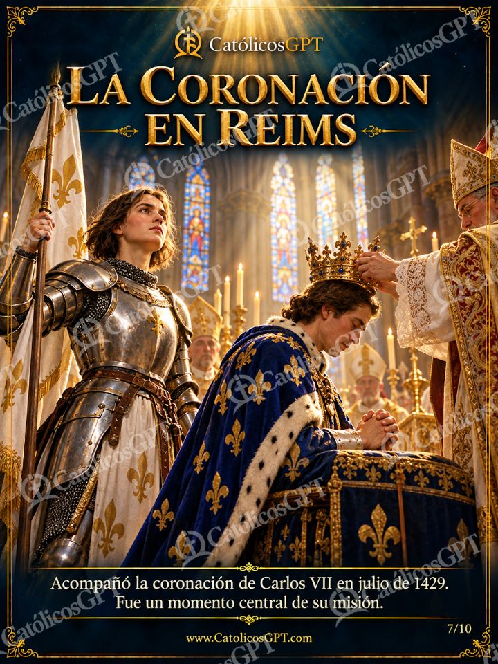 Imagen católica de Santa Juana de Arco 07 LA CORONACION EN REIMS — Santos y arcángeles