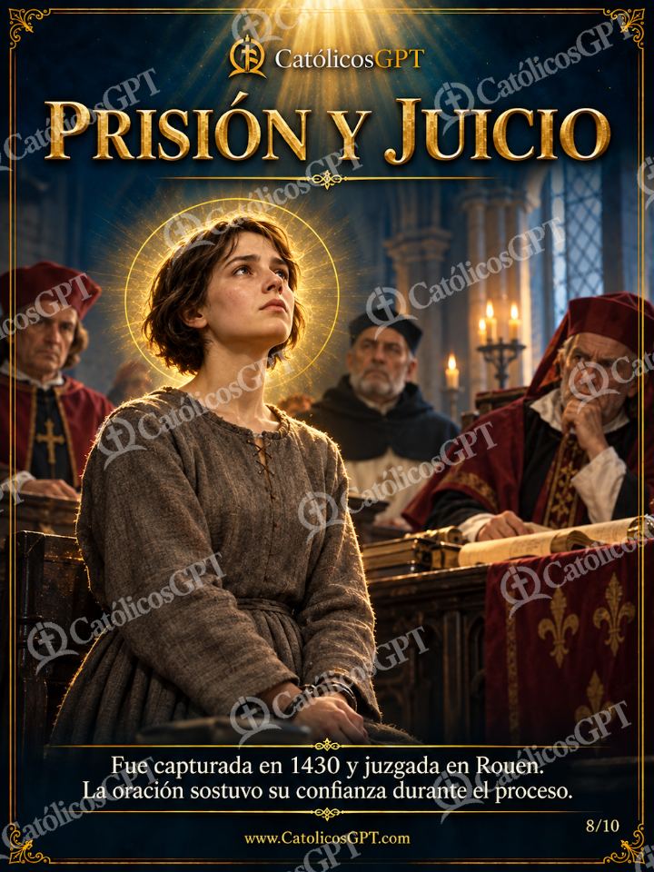 Imagen católica de Santa Juana de Arco 08 PRISION Y JUICIO — Santos y arcángeles