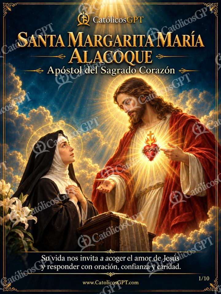 Imagen católica de Santa Margarita Maria Alacoque 01 Portada CatolicosGPT — Santos y arcángeles