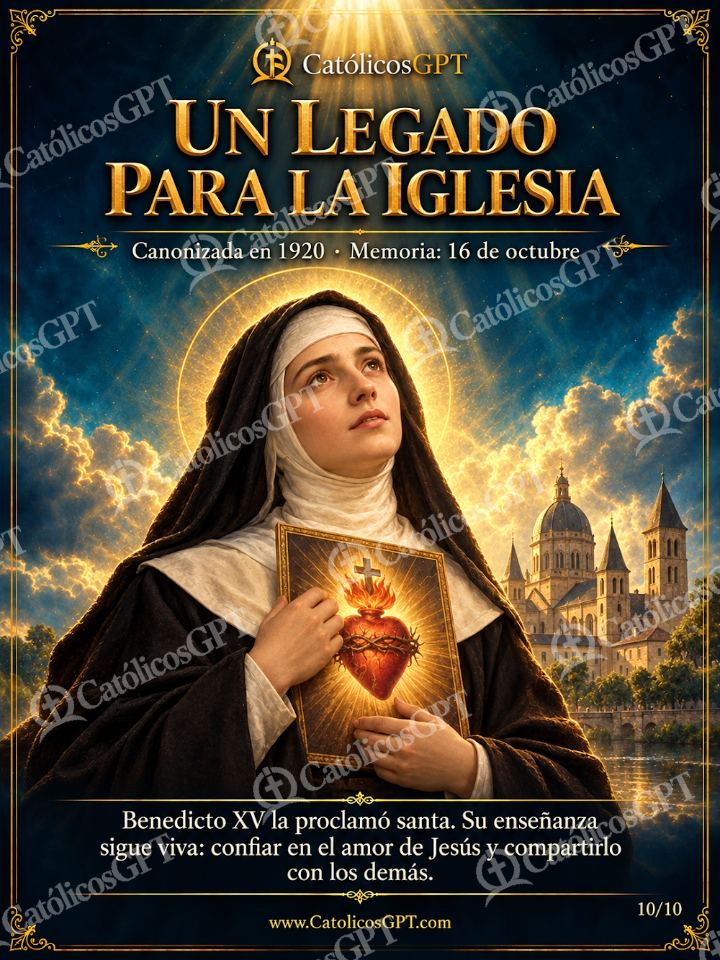 Imagen católica de Santa Margarita Maria Alacoque 10 CatolicosGPT — Santos y arcángeles