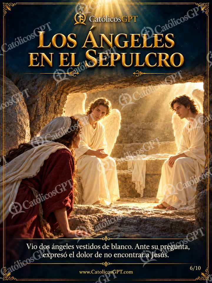 Imagen católica de Santa Maria Magdalena Pascua 06 LOS ANGELES EN EL SEPULCRO — Virgen María