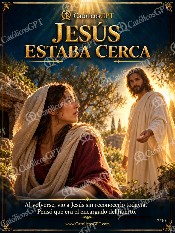 Imagen católica de Santa Maria Magdalena Pascua 07 JESUS ESTABA CERCA — Virgen María