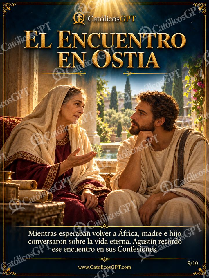 Imagen católica de Santa Monica 09 EL ENCUENTRO EN OSTIA — Santos y arcángeles