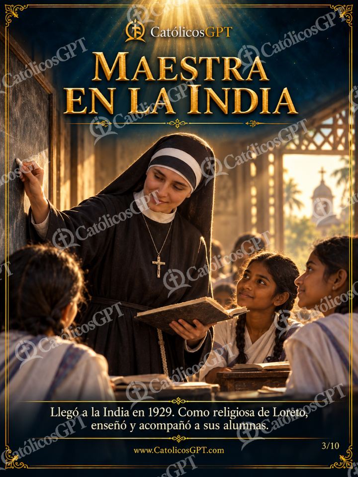 Imagen católica de Santa Teresa de Calcuta 03 MAESTRA EN LA INDIA — Santos y arcángeles