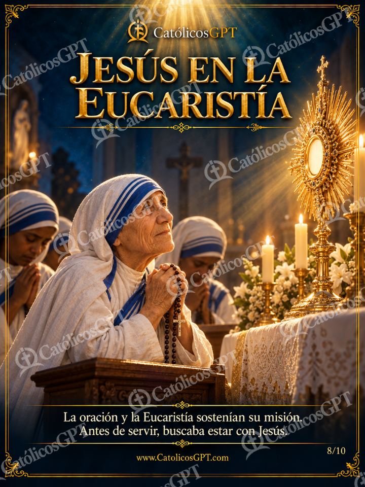 Imagen católica de Santa Teresa de Calcuta 08 JESUS EN LA EUCARISTIA — Sacramentos