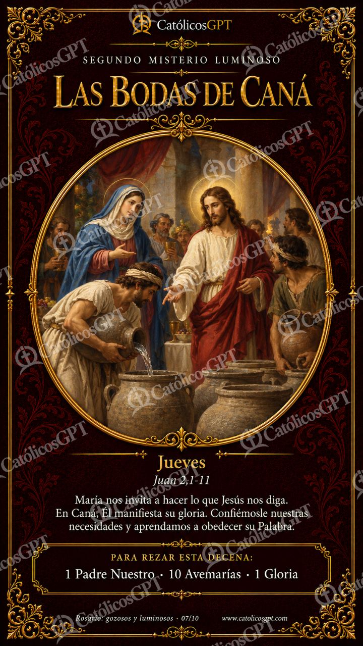 Imagen católica de Santo Rosario 07 Las bodas de Caná CatolicosGPT 9x16 — Devociones y sacramentales