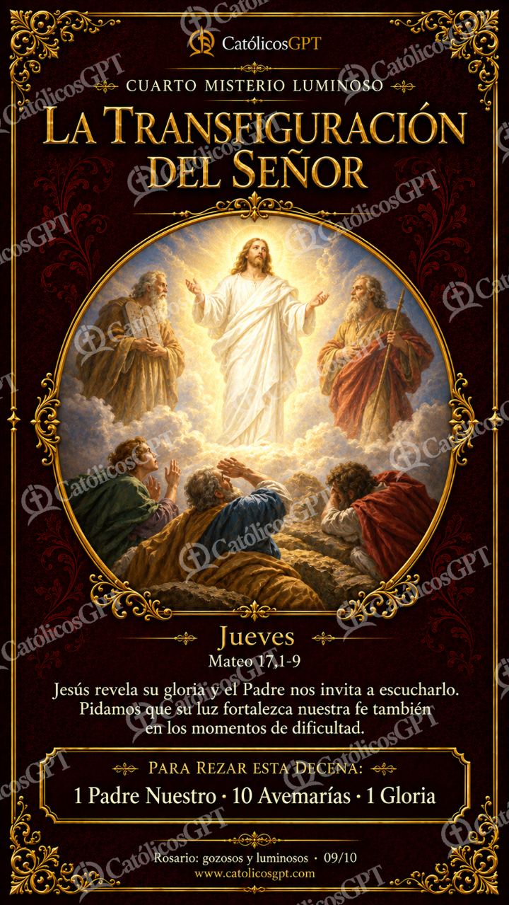 Imagen católica de Santo Rosario 09 La Transfiguración del Señor CatolicosGPT 9x16 — Devociones y sacramentales