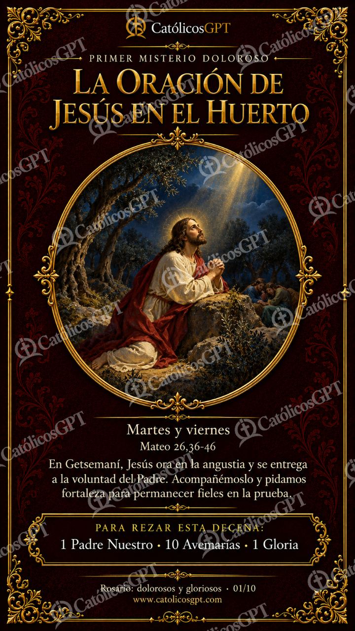 Imagen católica de Santo Rosario 11 La oración de Jesús en el Huerto CatolicosGPT 9x16 — Devociones y sacramentales