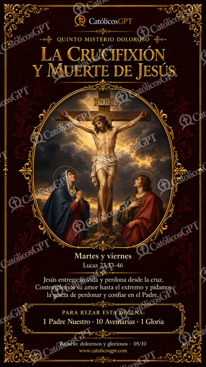 Imagen católica de Santo Rosario 15 La crucifixión y muerte de Jesús CatolicosGPT 9x16 — Devociones y sacramentales