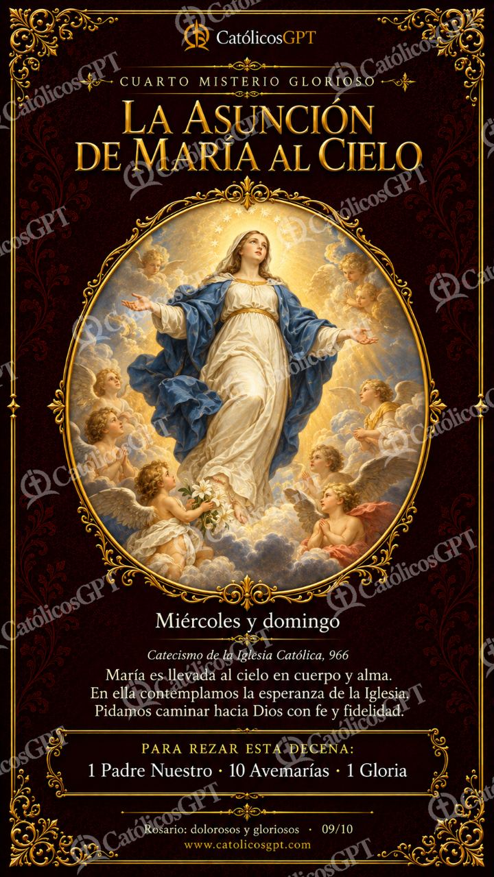 Imagen católica de Santo Rosario 19 La Asunción de María al cielo CatolicosGPT 9x16 — Devociones y sacramentales