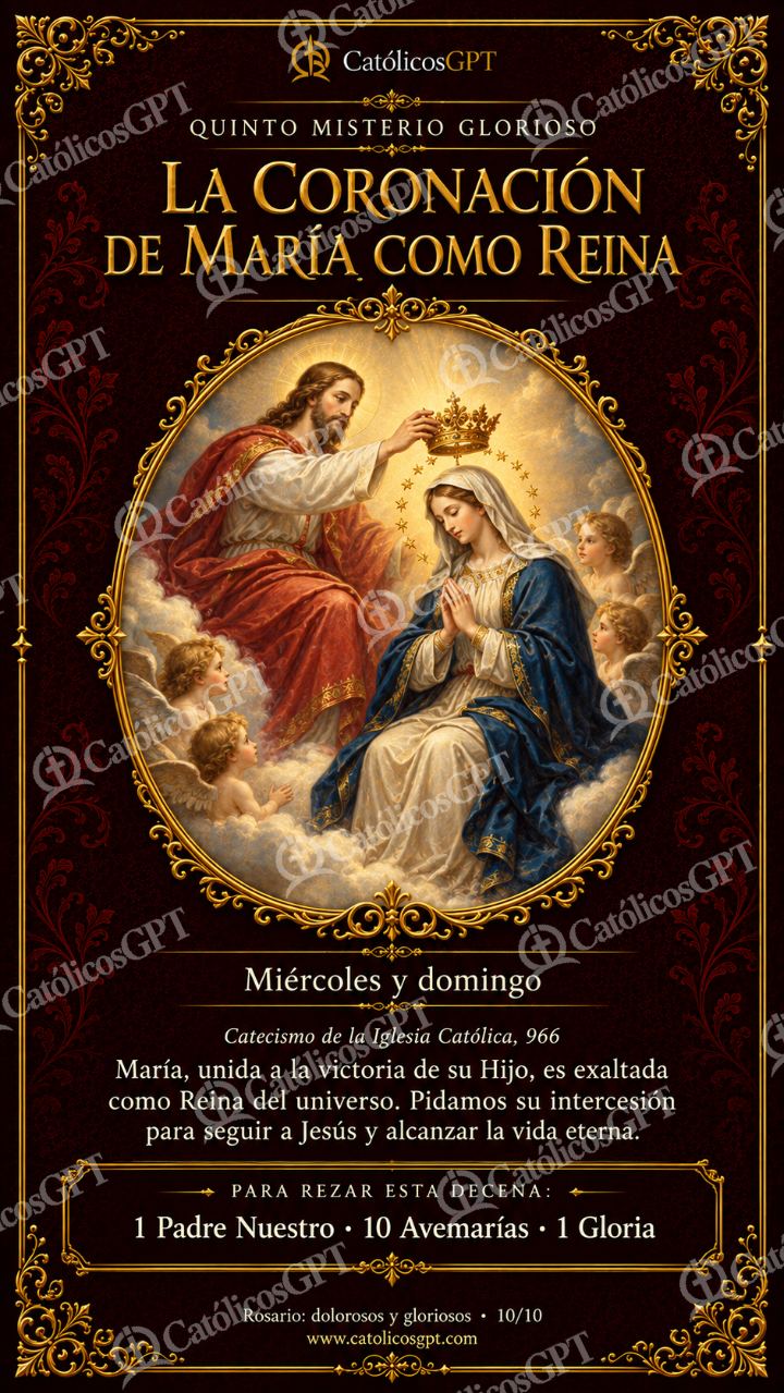 Imagen católica de Santo Rosario 20 La coronación de María como Reina CatolicosGPT 9x16 — Devociones y sacramentales