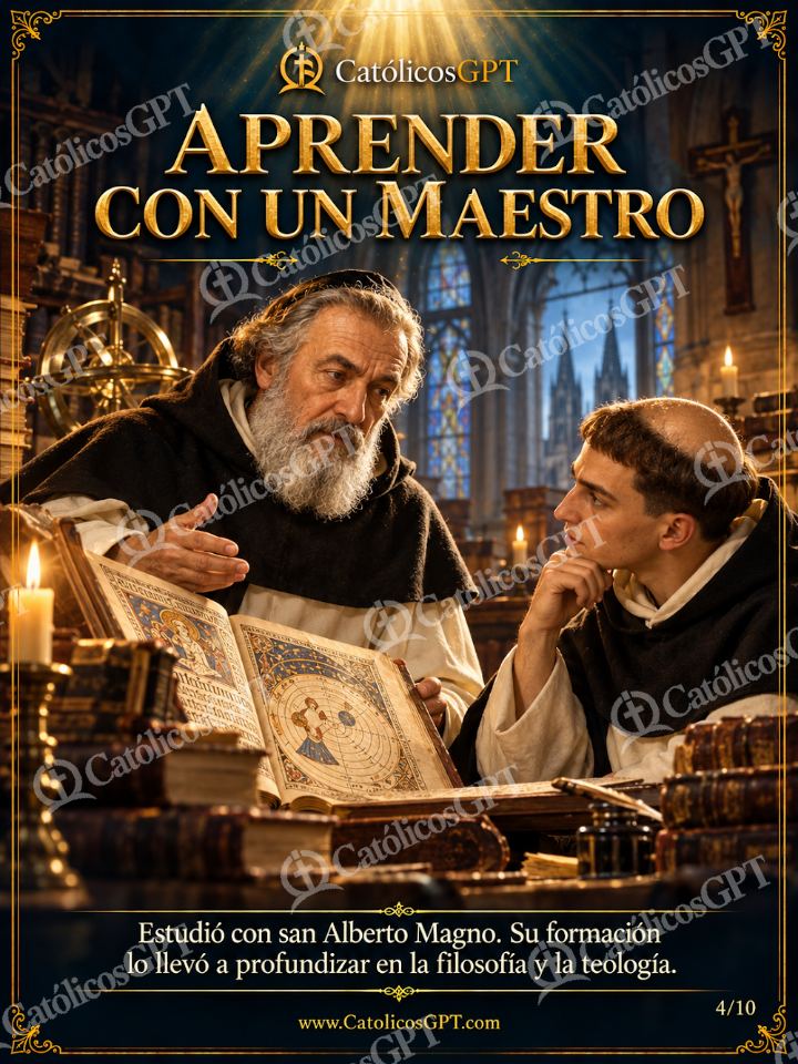 Imagen católica de Santo Tomas de Aquino 04 APRENDER CON UN MAESTRO — Santos y arcángeles