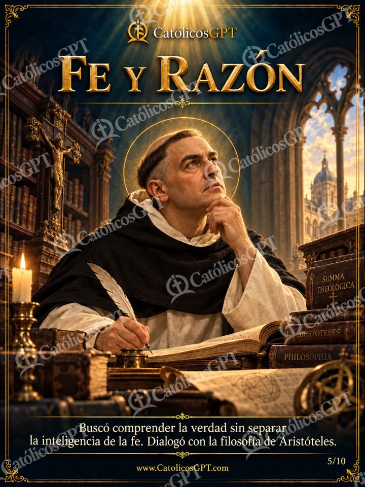 Imagen católica de Santo Tomas de Aquino 05 FE Y RAZON — Santos y arcángeles