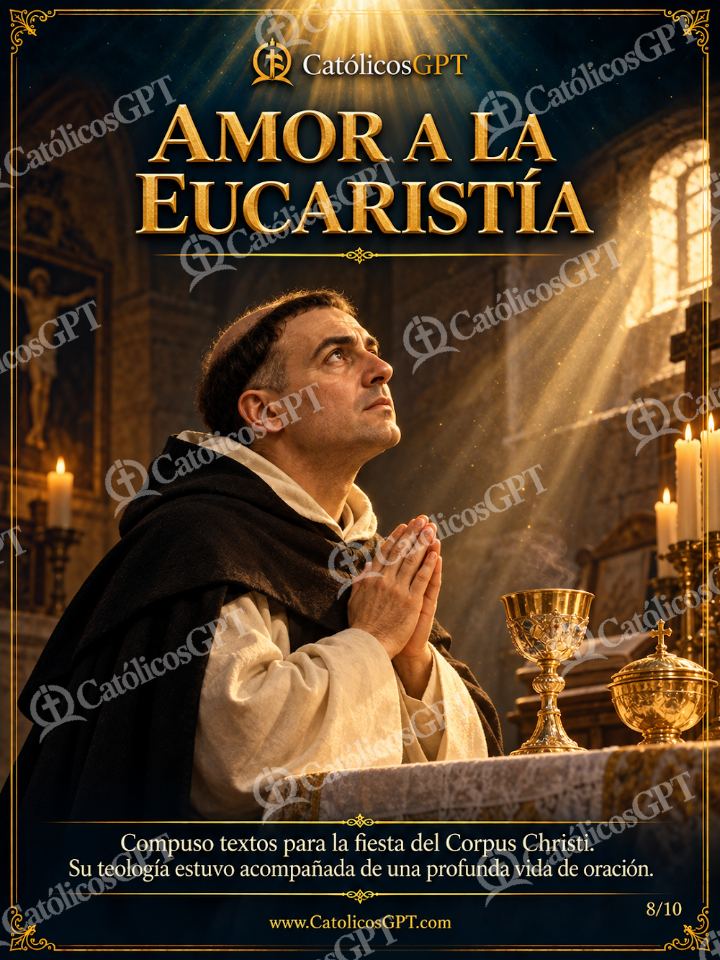 Imagen católica de Santo Tomas de Aquino 08 AMOR A LA EUCARISTIA — Sacramentos