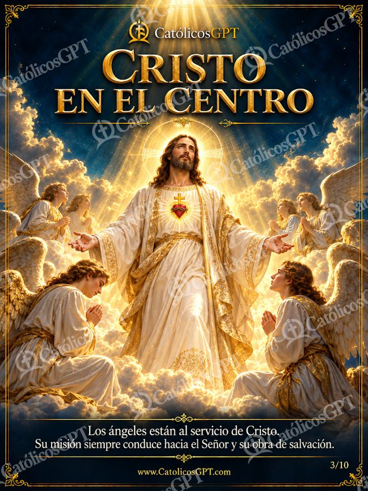 Imagen católica de Santos Angeles de la Guarda 03 CRISTO EN EL CENTRO — Santos y arcángeles